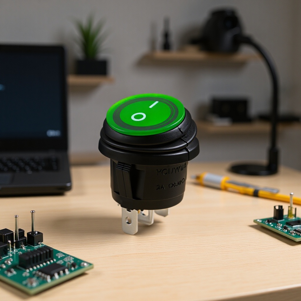 销售迷你 IP65防水船型开关 带绿色灯 三脚两档翘板开关