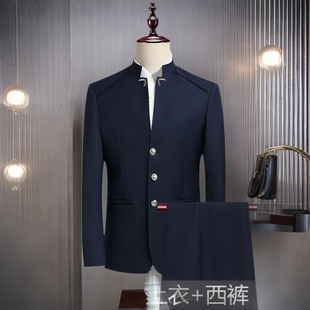 2024 New Men's Suit suit Chinese Style Youth Fashion Casual Retro Collar Single-breasted Suit Set