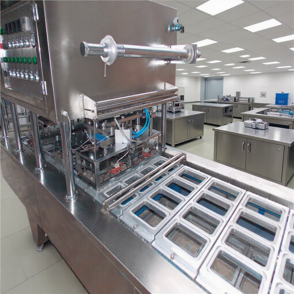 供应鸭货气调锁鲜包装设备 塑料托盒熟食预制菜自动真空封口机