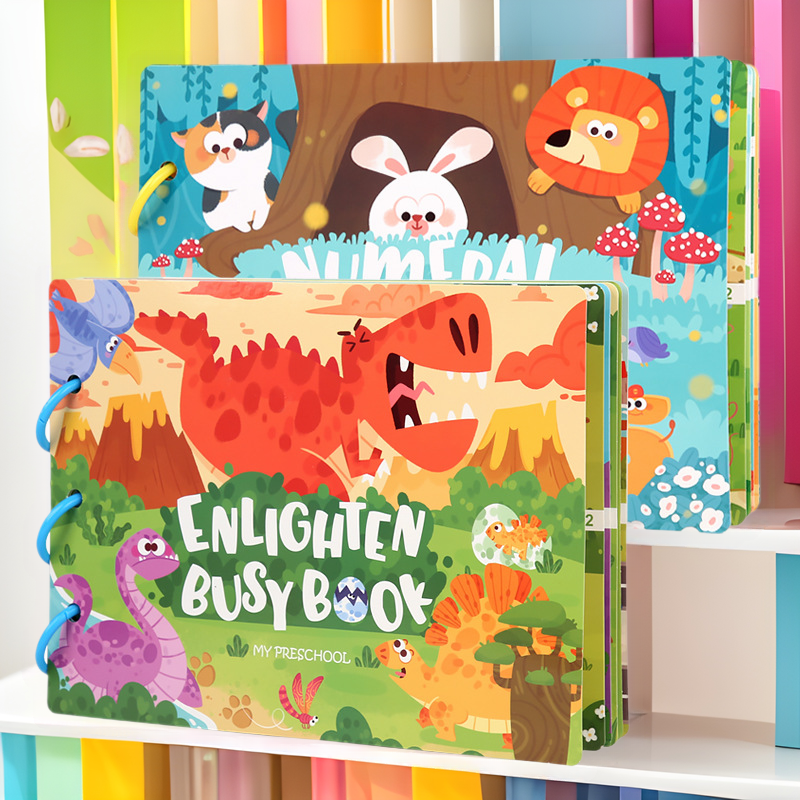 Enlightenment early education dinosaur quiet book busybook busy puzzle repeatedly paste wholesale children's toys