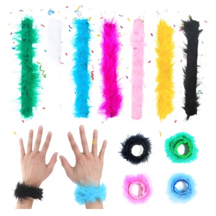 Japanese and Korean Style Cute Macaron Color Chicken Feather Pop Ring Fur Bracelet Headwear Girl Gift Plush Color Hair Accessories