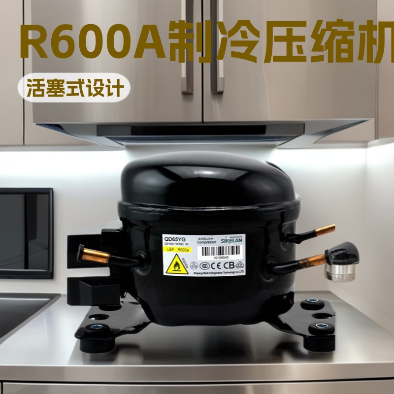 R600A机制冷压缩机(适用于饮料/啤酒柜、冰箱、冷柜)220V-50/60HZ