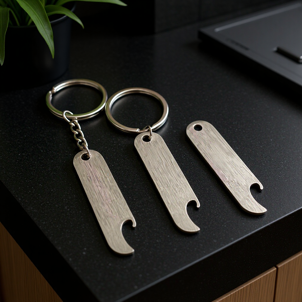 Metal stainless steel bottle opener keychain creative advertising bottle opener pendant laser logo small gift