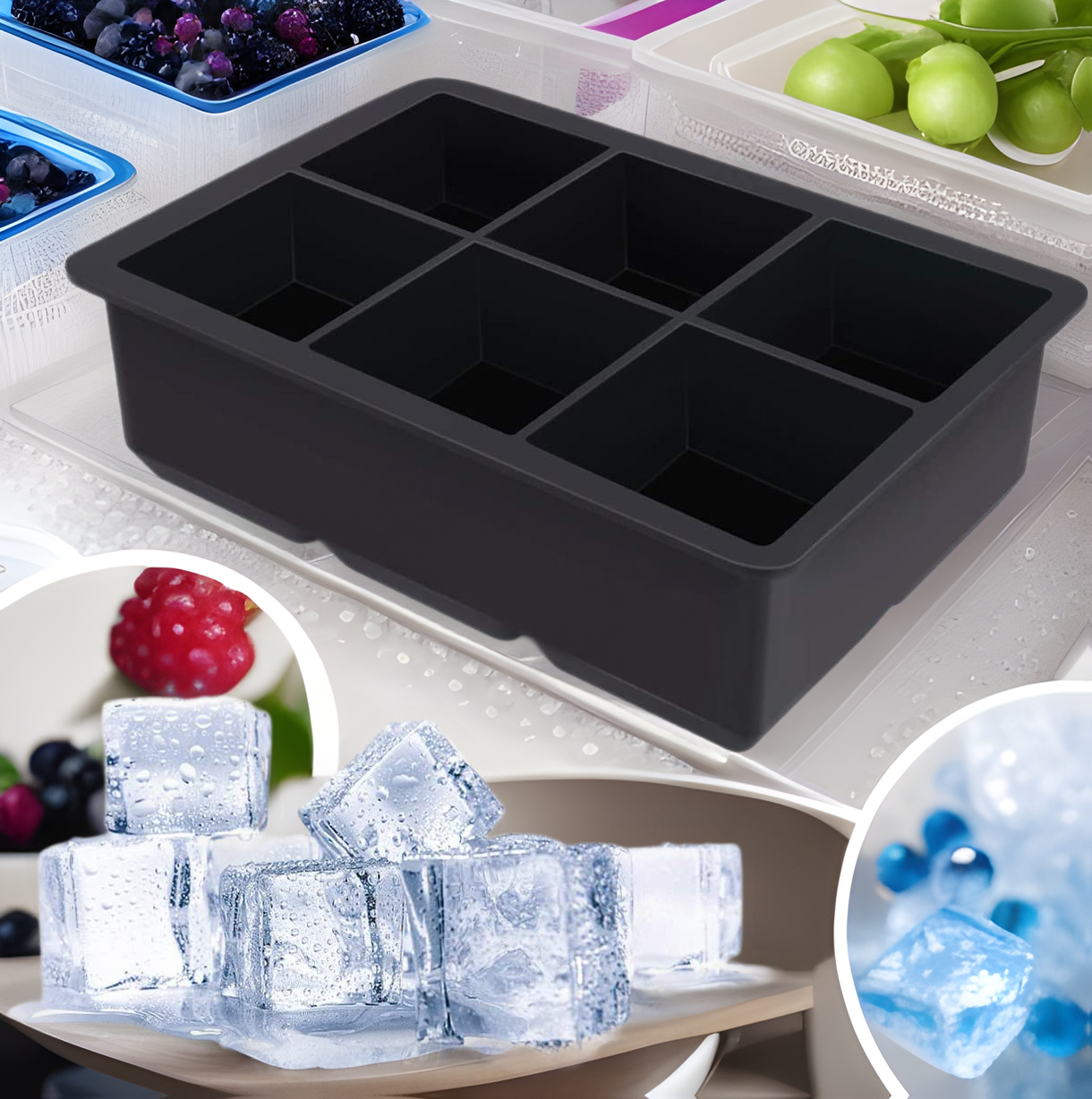 Silicone 6-hole square ice cube silicone ice cube silicone 6-square ice cube silicone square ice hockey 130g