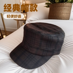 [Factory spot] spot new autumn and winter composite plaid cap Korean men and women flat top cap baseball cap