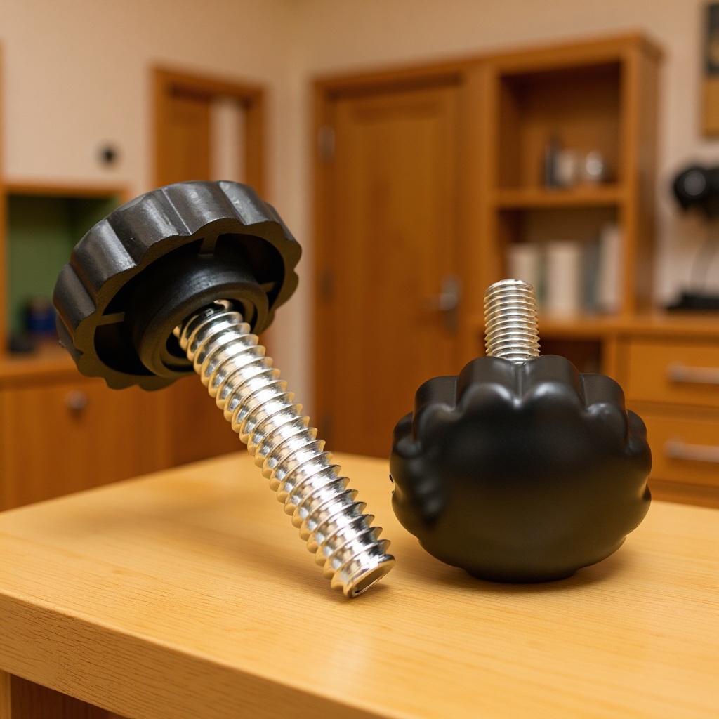 厂家批发23mm-1/4环保PP塑料手柄 家具调节手柄 梅花塑胶手柄