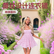 2025新款蕾丝连衣裙 收腰蓬蓬裙 韩版甜美风