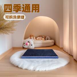 亚马逊狗窝狗垫玫瑰绒狗笼垫子四季通用保暖猫窝宠物窝可拆洗设计