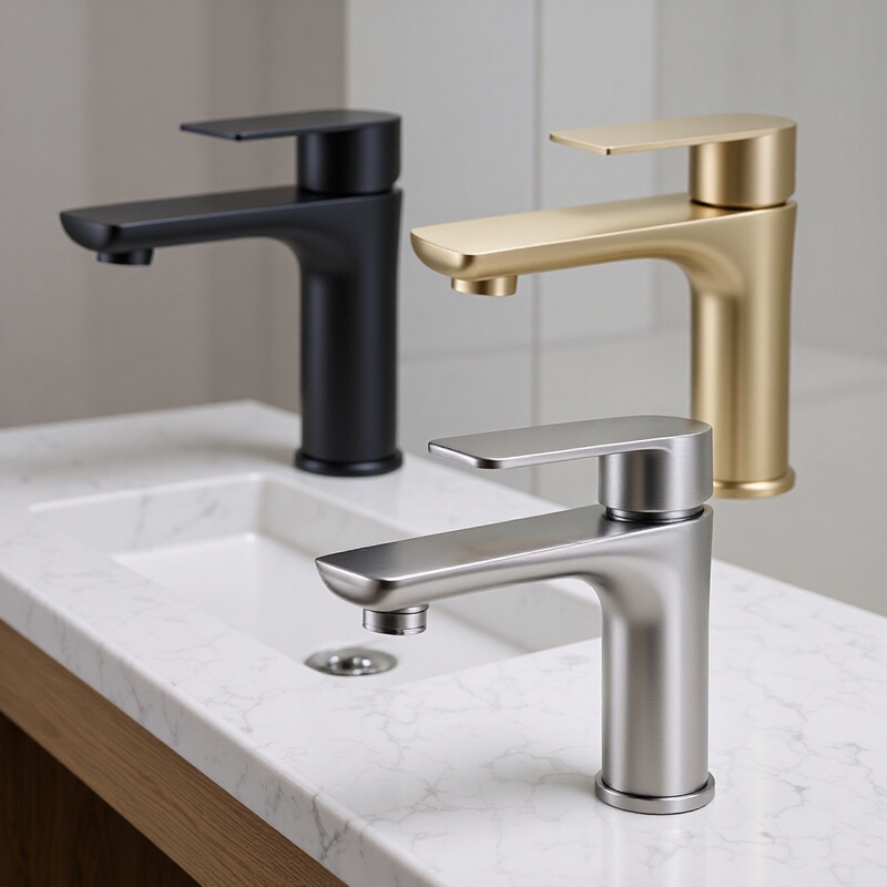 Stainless Steel Gunmetal Gray Faucet for Hot and Cold Water, Countertop Basin Faucet, Modern Minimalist Mixer Faucet