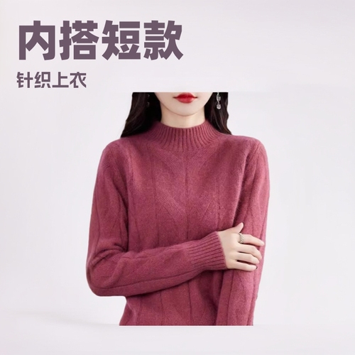 Cardigan for Women 2024 Autumn/Winter Knit Top, Layered Stylish Short-Sleeve Outerwear, High-Neck Base Layer Shirt for Drop Shipping
