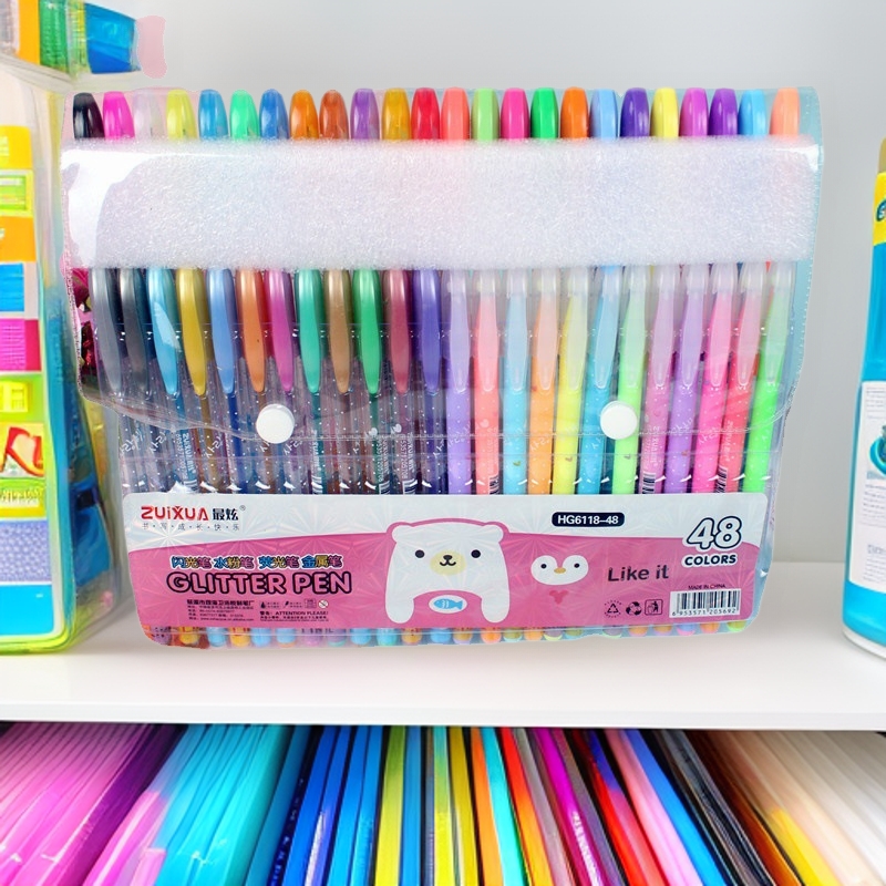 Pluma de gel de flash de plata pluma de flash de color conjunto de pluma de arena movediza pluma fluorescente para niños pluma de marcado de estudiante fluorescente