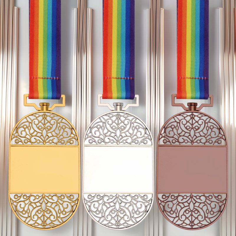 Medalla con flores talladas en relieve para eventos deportivos, placas de metal doradas, plateadas y de bronce para escuelas, medallas conmemorativas, placas de bronce metálicas.