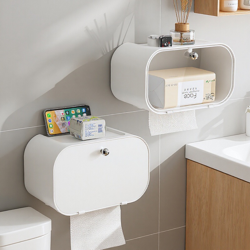Bathroom Tissue Box Punch-Free Toilet Paper Storage Rack Wall-Mounted Roll Paper Box Waterproof Ins Bathroom Tissue Box Punch-Free Toilet Paper Storage Rack Wall-Mounted Roll Paper Box Waterproof Ins