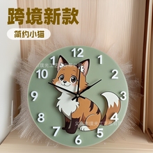 跨境新款简约小猫儿童摆件家居装饰品挂钟工艺品客厅创意钟表