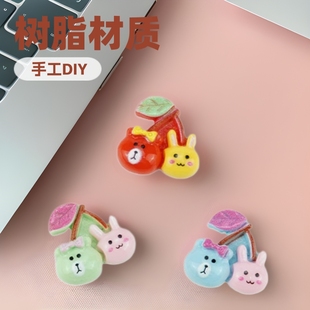 Cartoon rabbit bear Cherry resin patch diy hairpin hair accessories water cup stickers mobile phone shell hole shoes patch