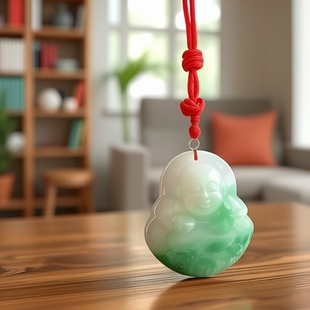 Extra-Large B-Grade Jadeite Guanyin Maitreya Buddha Pendant Peace Charm Necklace Wholesale Can Be Engraved on Glass