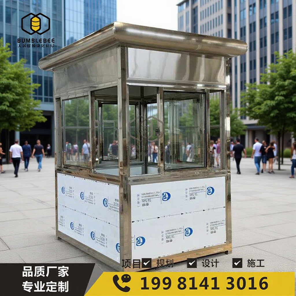 Stainless steel square sentry box security pavilion residential property charge guard duty room outdoor mobile sun room