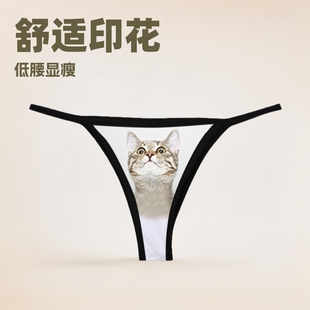 Sexy Printed Single-Layer G-string Low-Waist Women's Underwear T-Pants Bikini Lace-Trimmed Lace Beauty