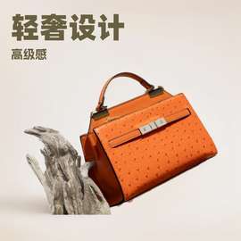 轻奢名品源头工厂设计高级感定型款鸵鸟纹斜挎包时尚女土手提包