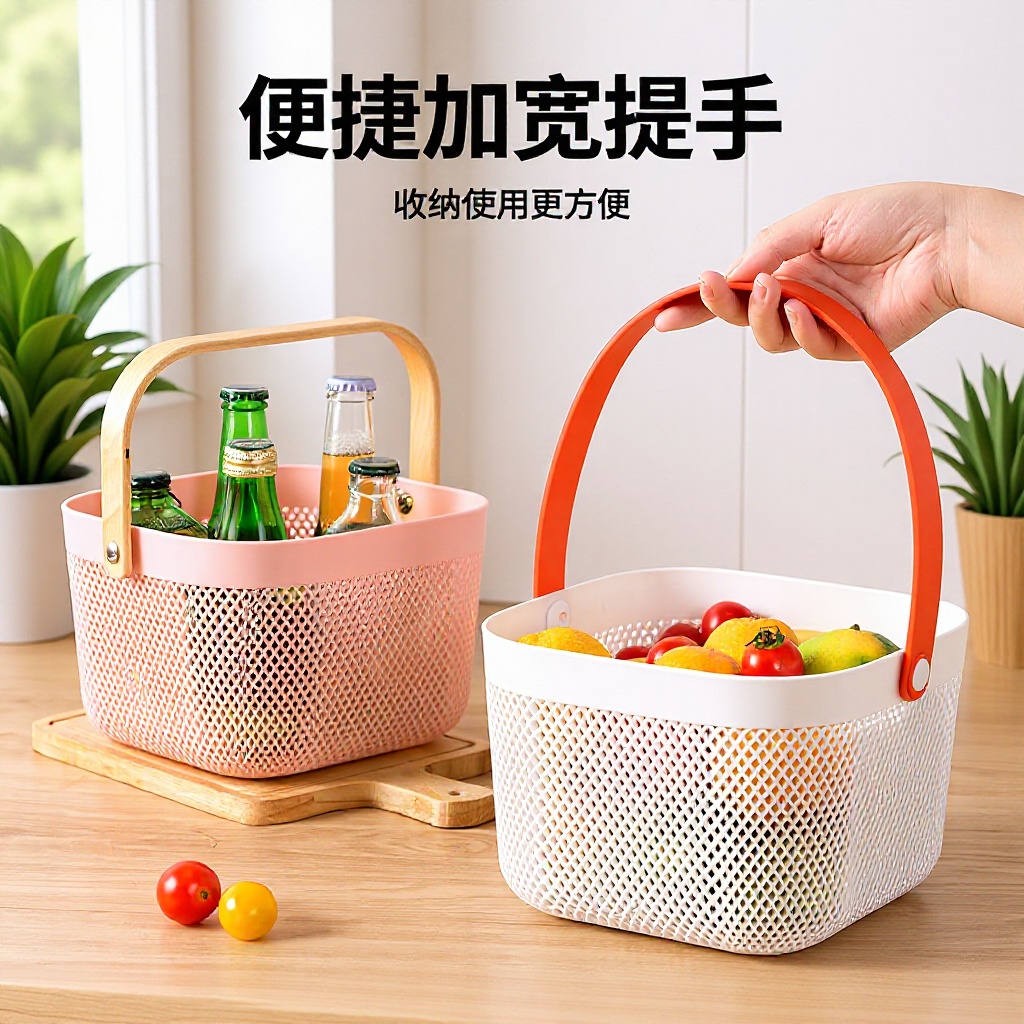 Canasta de almacenamiento portátil Canasta de almacenamiento para el hogar Canasta de almacenamiento de condimentos de cocina Canasta de bocadillos de frutas y verduras Canasta de almacenamiento de baño