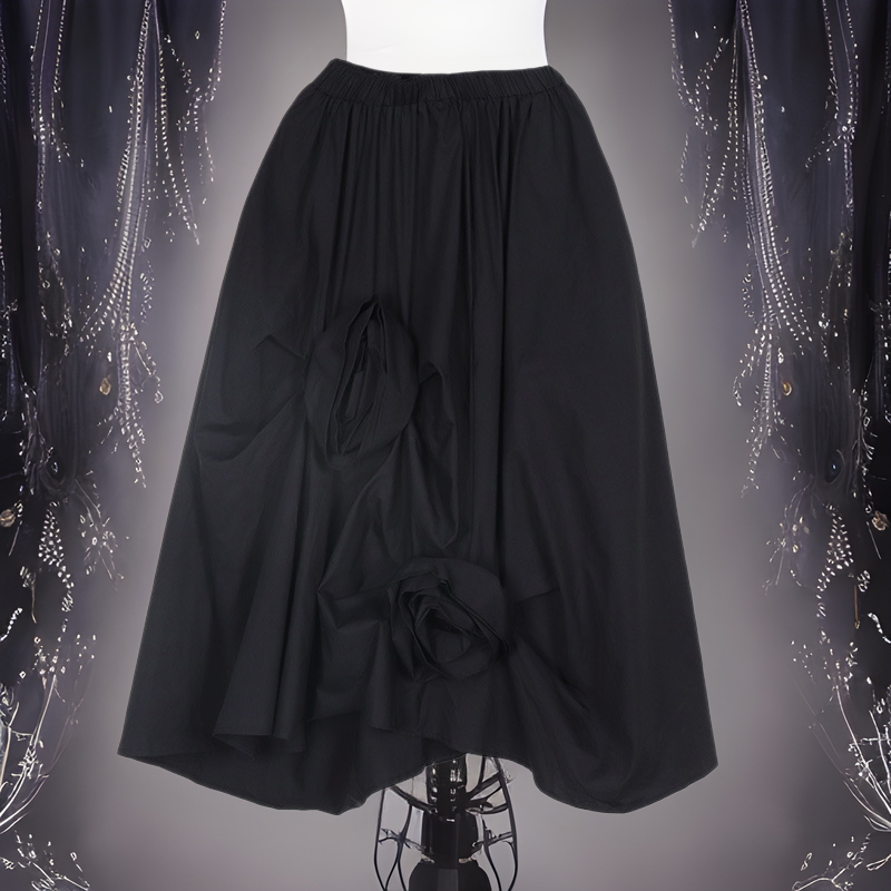 Yamamoto Dark Style Three-Dimensional Decorative Flower Skirt Summer Slimming Flower-bud Skirt 2025 New Design Sense Over-skirt for Women