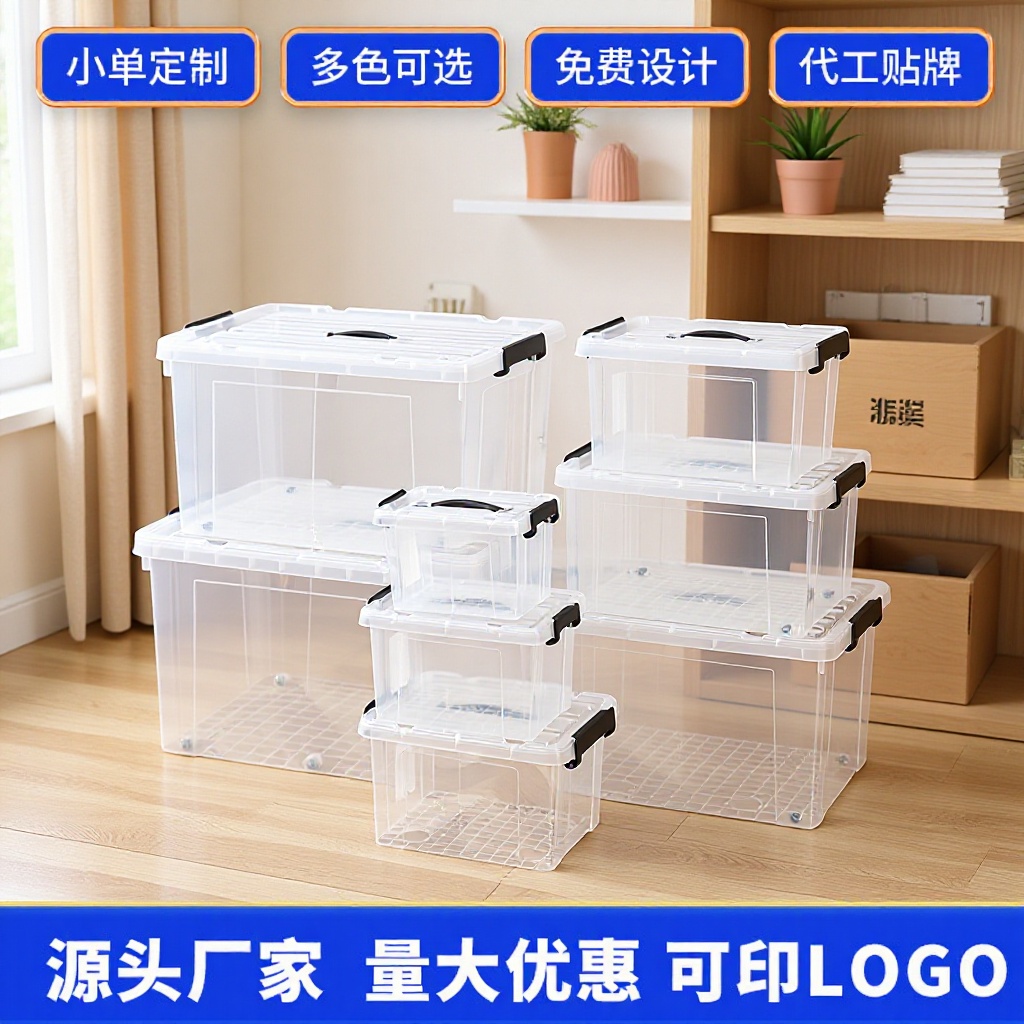 收纳箱透明塑料大号储物箱玩具收纳盒衣服被子整理箱批发加厚