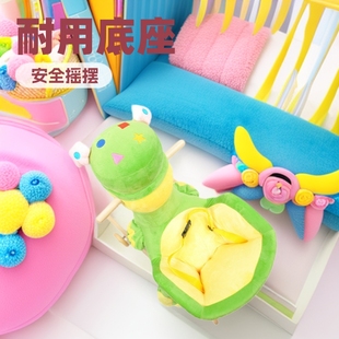 Children's Trojan Horse Rocking Horse Baby Solid Wood Base Rocking Car Skateboard Rocking Chair Toy Dual-Use Baby with Music
