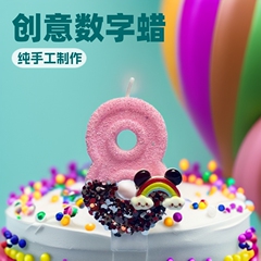 供跨境亚马逊彩虹创意数字生日蜡烛蛋糕派对装饰周岁节日卡通米奇