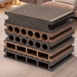 Wpc Indoor Plastic Wood Square Hole Round Hole Solid Co-Extruded Flooring Park Terrace Board Non-Slip Waterproof Environmentally Friendly E1 Grade