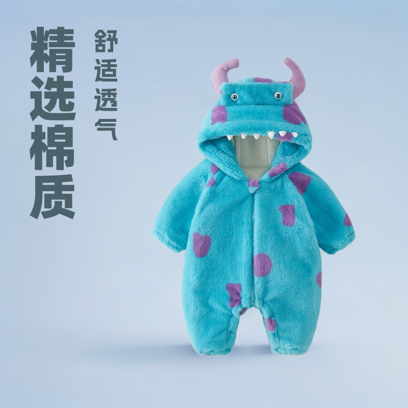 宝宝衣服冬天婴儿冬款连体衣冬季冬装外出抱衣棉服小怪兽加厚睡袍