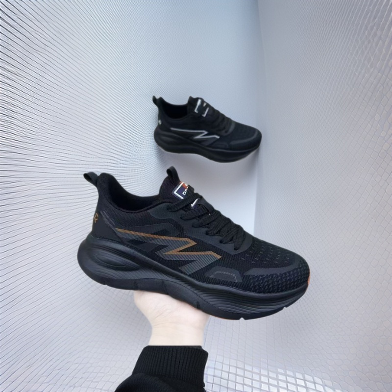 Breathable sports autumn mesh casual footwear made of black leather…