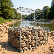 定制镀锌石笼网包塑防锈石头笼景观石笼网墙河道格宾石笼防护铁丝