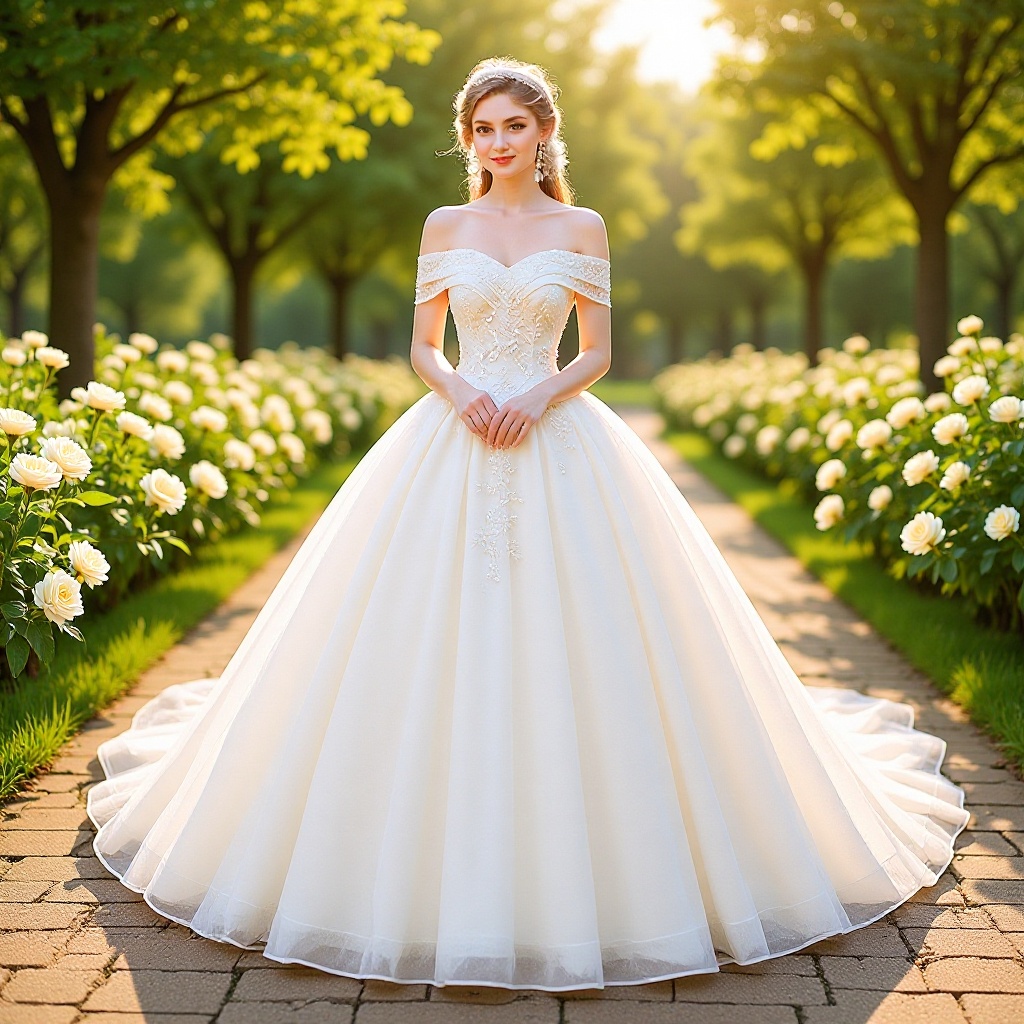 Vestido de novia con hombros descubiertos, nuevo estilo 2026, elegante y adelgazante, estilo francés de hadas con cola de cielo estrellado y dobladillo grande. image 1