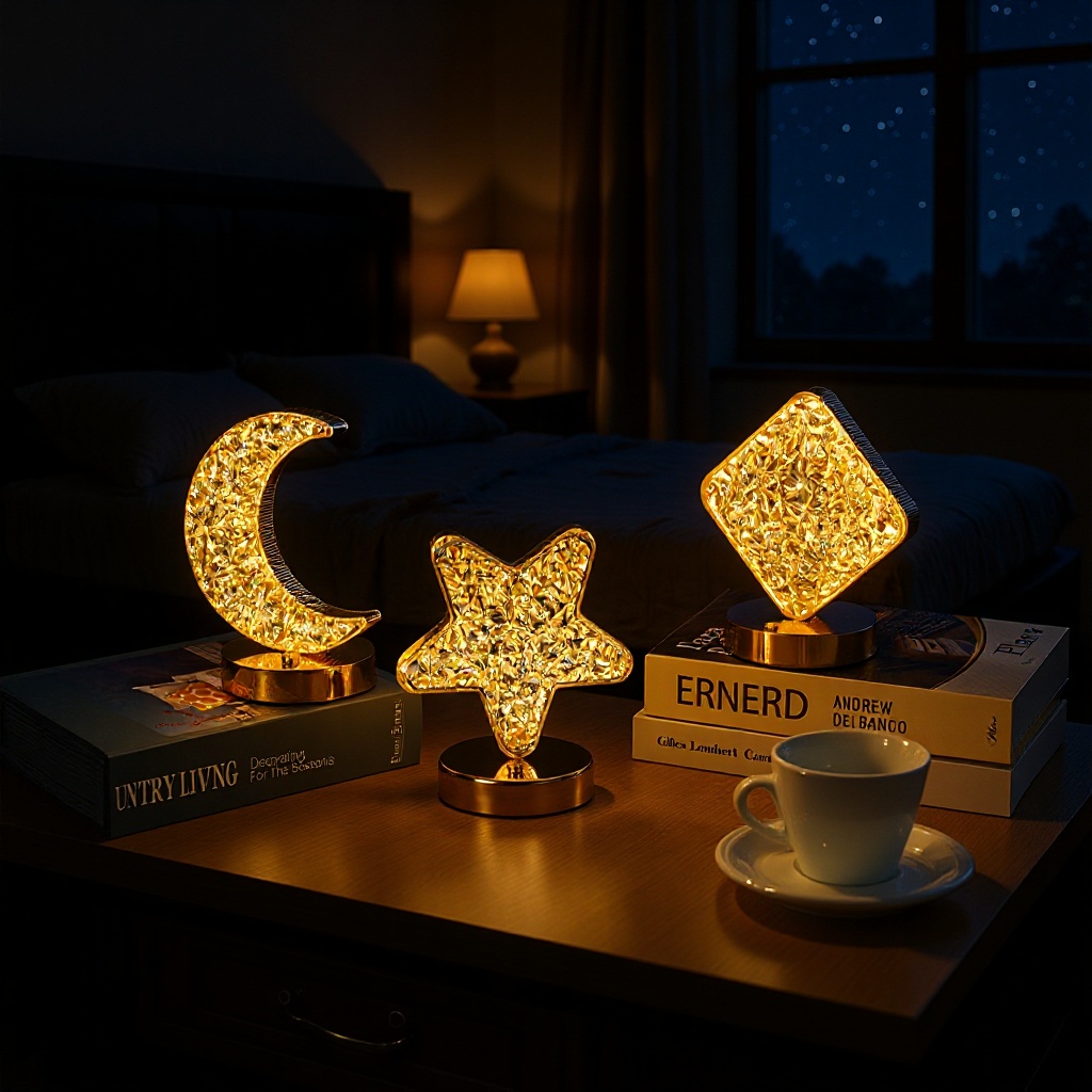 Regalos creativos Estrellas Luna Luz nocturna Lámpara de escritorio toque tricolor Luz de atmósfera Regalo de cumpleaños led
