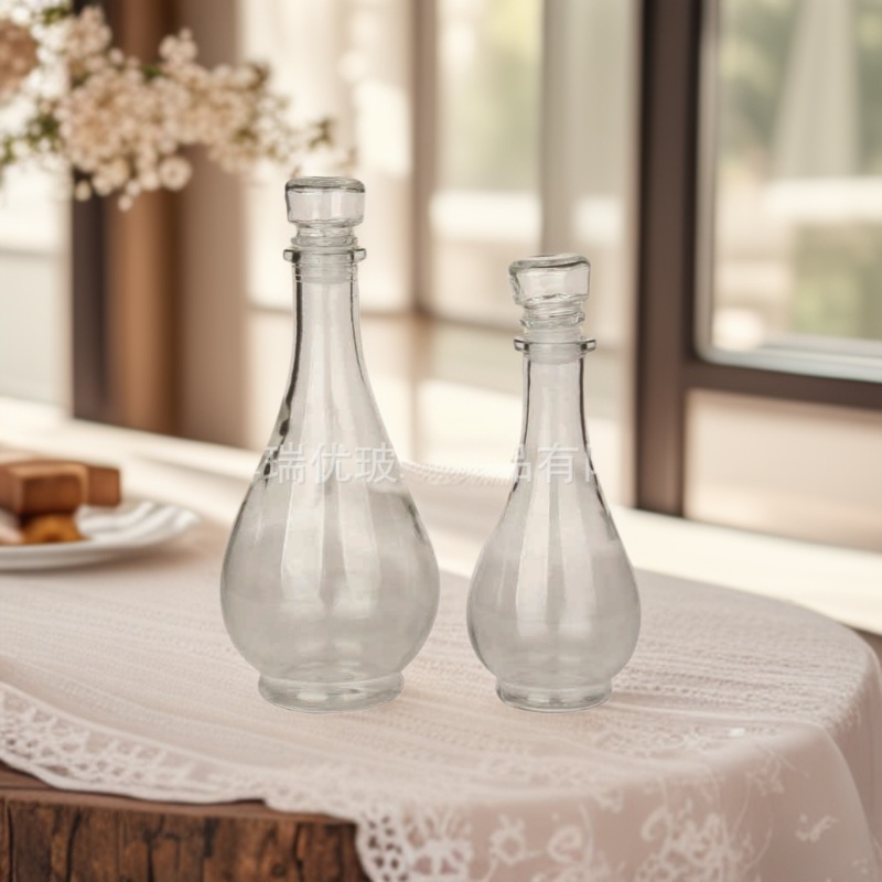 透明玻璃葡萄酒瓶玻璃 高端红酒瓶自酿装饰酒瓶 外贸钻石醒酒器