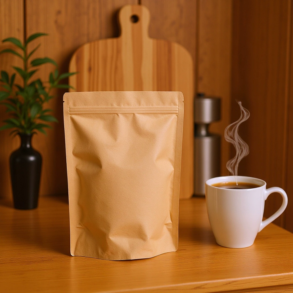 Упаковка для снеков из желтой крафт-бумаги, самозаклеивающийся стоячий пакет, для свадебных конфет, с алюминиевым покрытием, для чая и закусок, водонепроницаемый