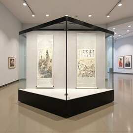 电动博物馆展示柜美术馆柜定制钢化玻璃沿墙恒温恒湿艺术馆陈列柜