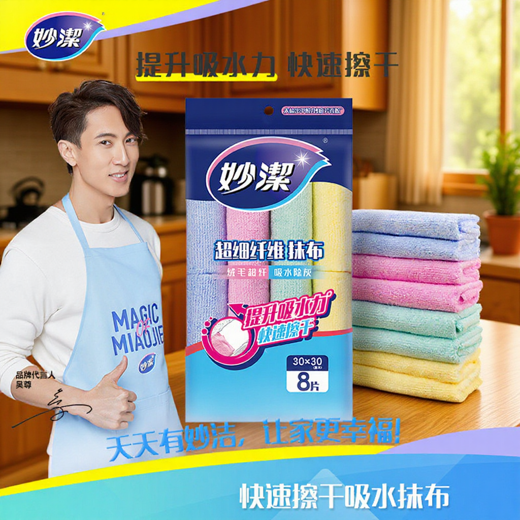 Miaojie Multifunctional Cleaning Cloth Kitchen Cleaning Rag Lint-Free Super Absorbent Thickened Dishwashing Cloth Wholesale