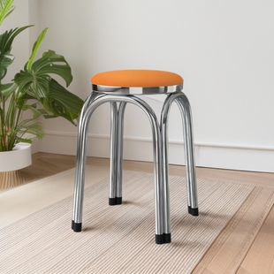 Light Luxury Thickened Stainless Steel Stackable Stool Restaurant Chair Household Modern Simple Round Stool Low Stool Bench