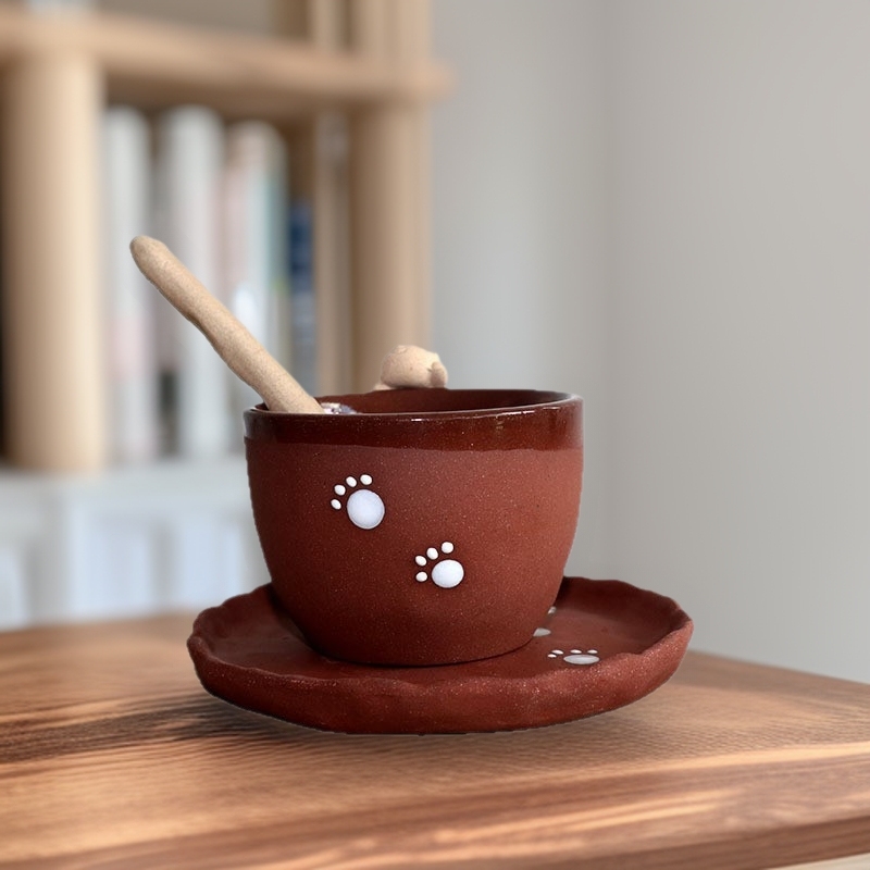 陶瓷水杯茶杯复古可爱杯子手握小号陶瓷咖啡杯碟套装陶瓷杯|undefined