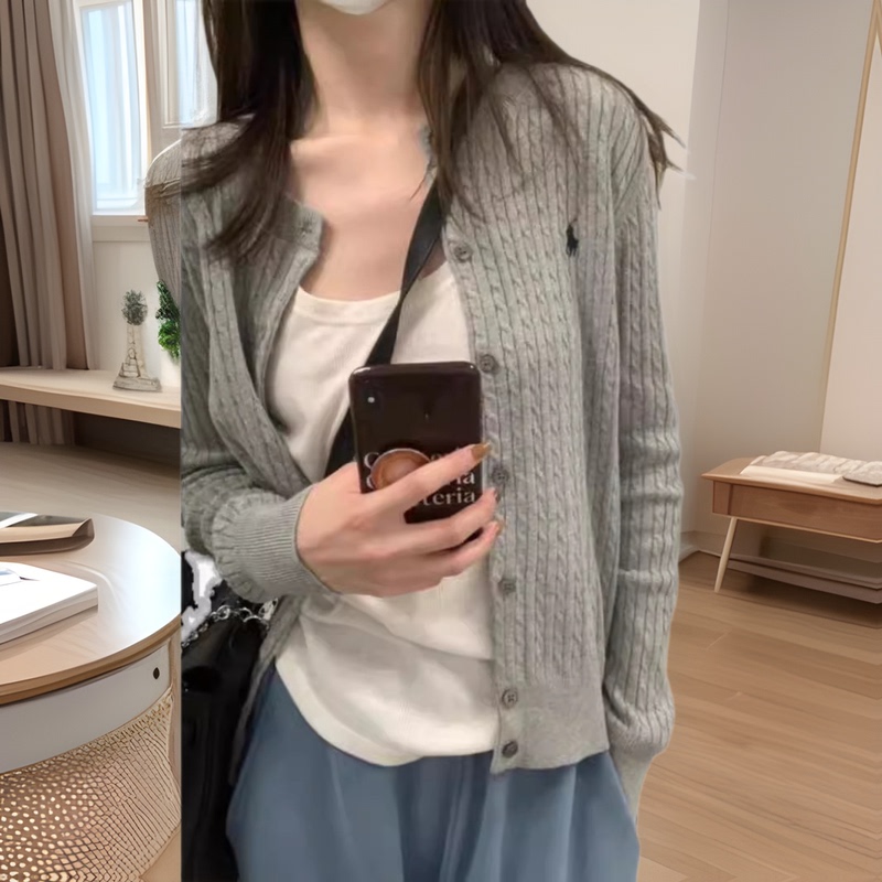 Solid Color Embroidered Cable Knit Round Neck Sweater for Women, 2026 Autumn Single-Breasted Cardigan, Trendy Thin Jacket Solid Color Embroidered Cable Knit Round Neck Sweater for Women, 2026 Autumn Single-Breasted Cardigan, Trendy Thin Jacket