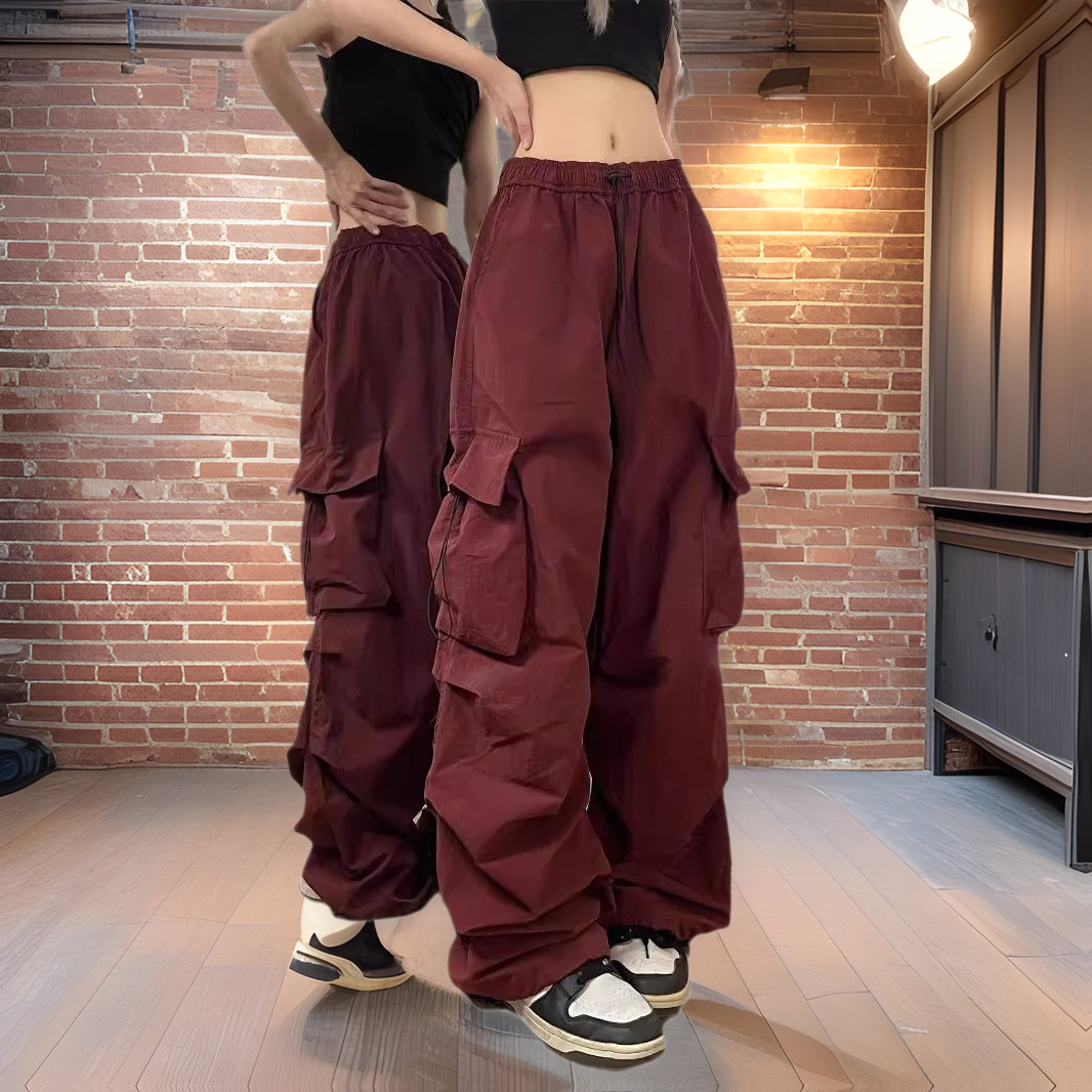 アメリカンレトロ風ワークパンツ レディース ストリート系 ヒップホップ ゆったり ワイドレッグ 多用途 プリーツ入り ジョガーパンツ トレンド レトロワークスタイル