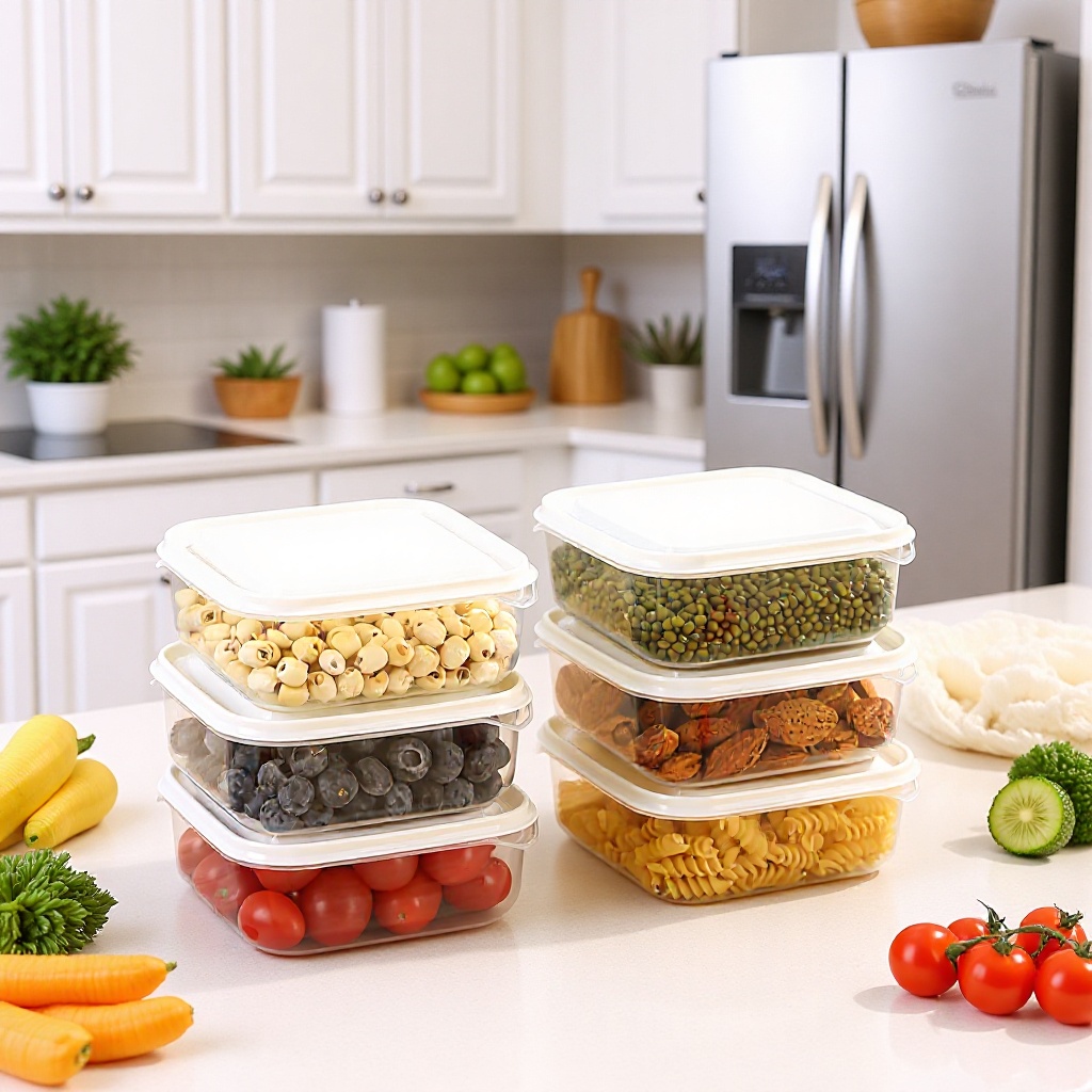 跨境冰箱透明保鲜盒六件套厨房食品收纳盒可微波炉加热塑料饭盒