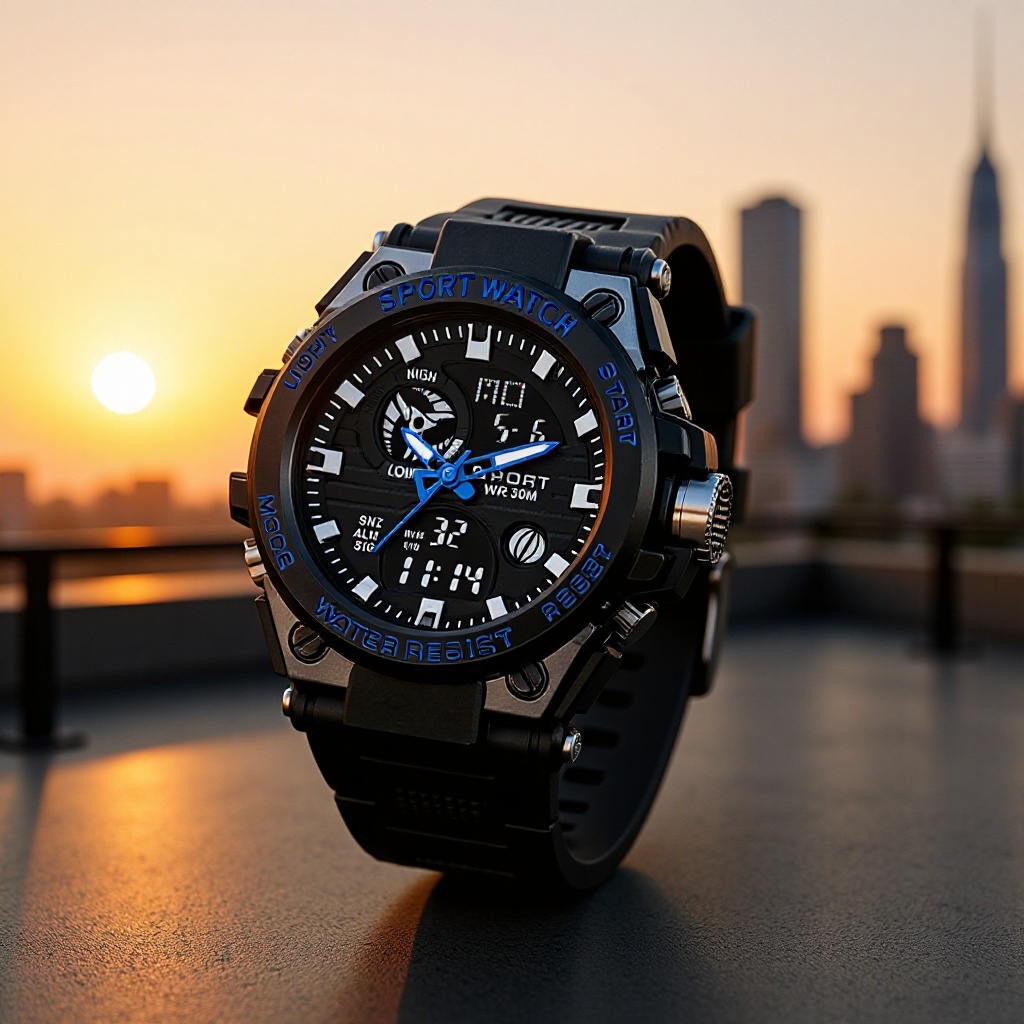 Reloj electrónico de doble pantalla transfronteriza reloj deportivo impermeable multifuncional para hombres reloj electrónico juvenil luminoso resistente a la caída