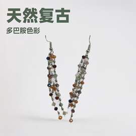 跨境热款流苏耳饰合金电镀流苏耳饰批发仙女风流苏耳饰