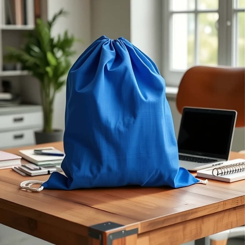 210涤纶拉绳袋 护头枕抱枕产品防尘收纳袋 蓝色空白索绳袋现货