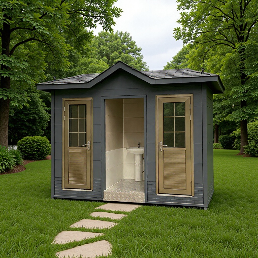 达州水冲双蹲位现货厕所 移动公厕设计 金属雕花板厕所