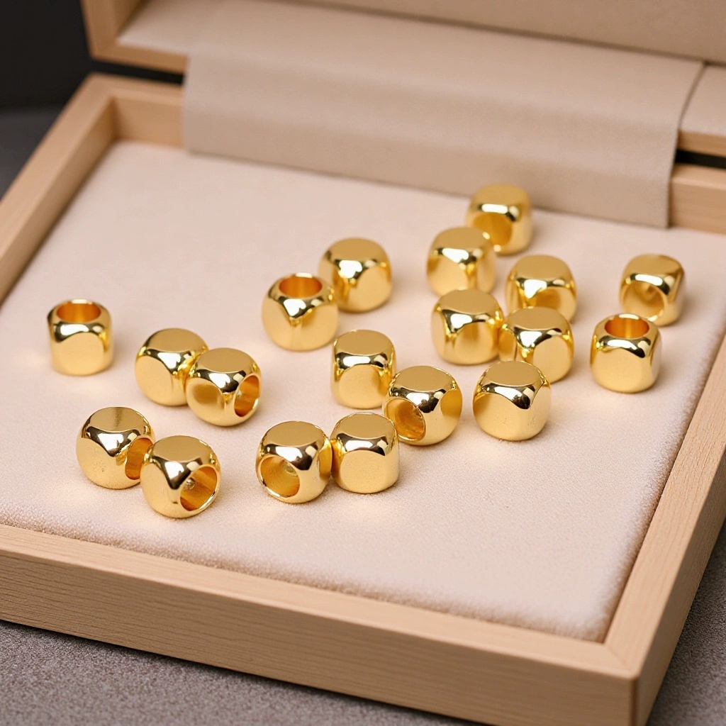 Золотые квадратные бусины из золота 18 карат (AU750), цветное золото, традиционные золотые квадратные разделительные бусины, браслет из квадратных бусин на шнуре