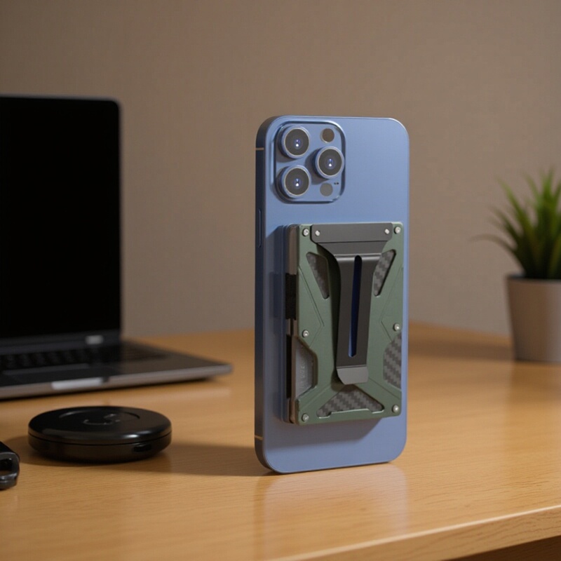 New built-in magnetic metal wallet magsafe magnetic wallet air tag card case RFID anti-theft brush function