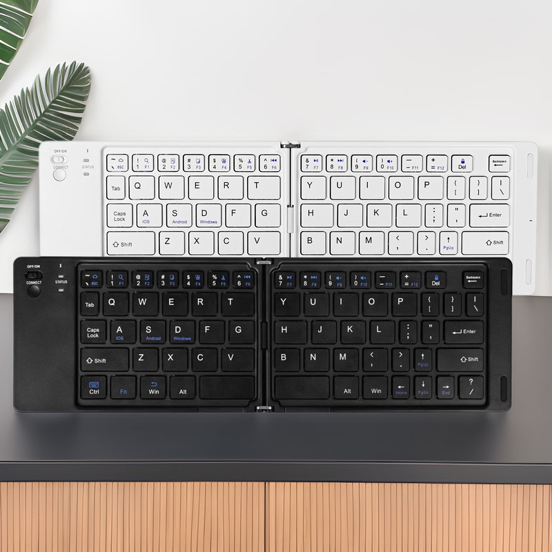 Cross-Border Best-Selling Wireless Bluetooth Keyboard, Dual-Foldable, Convenient for Tablets, Compact, Three-System, Multi-Channel, Foldable